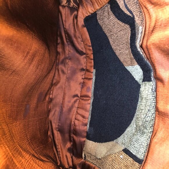 CONNIE GUNDERSON Ventura CA Designer Crossbody Purse Fuzzy Satchel Bag Brown - Picture 6 of 13